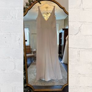 aura simple satin crepe champagne / gold bridesmaid dress [size 14]